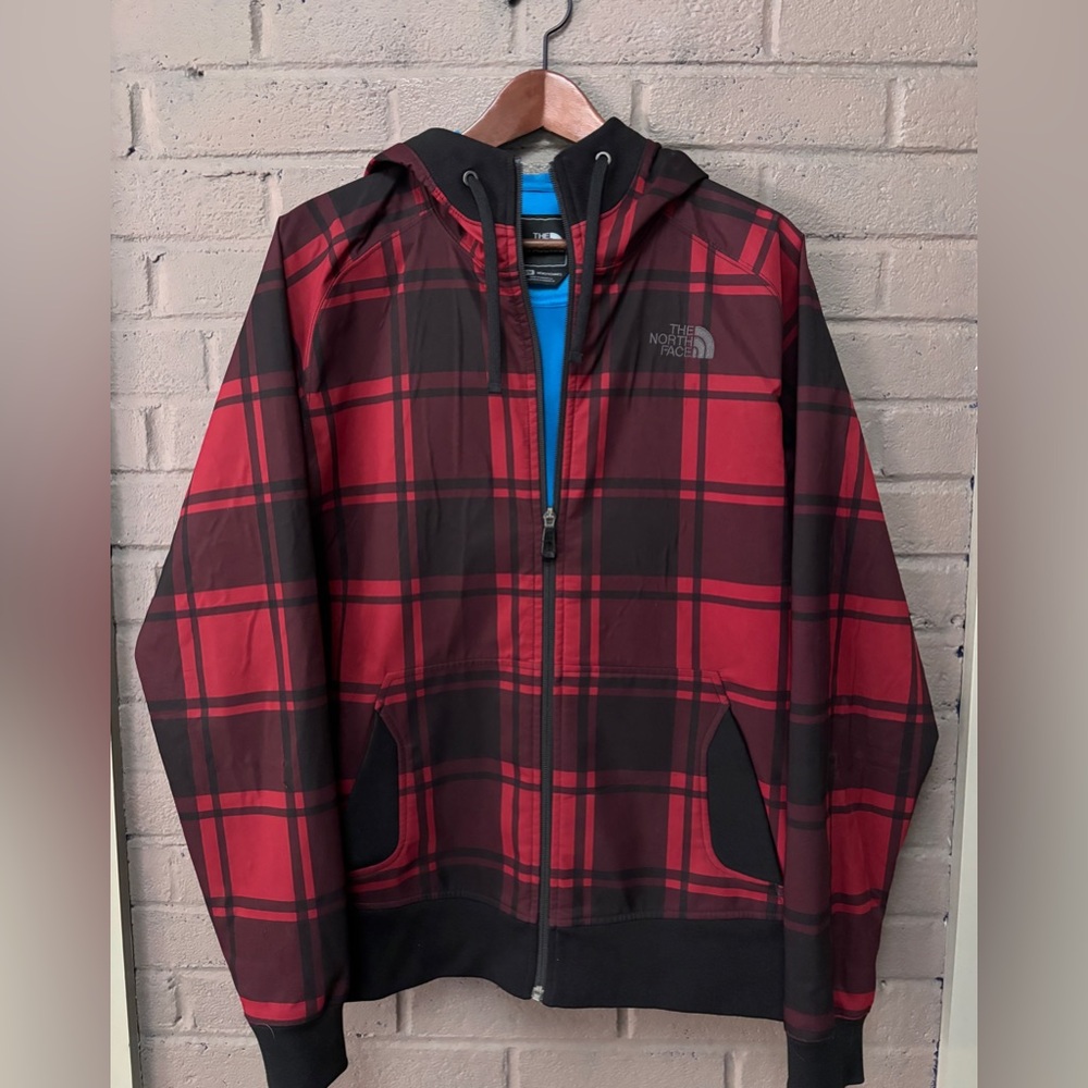The North Face Black and Red Checkered Jacket M
